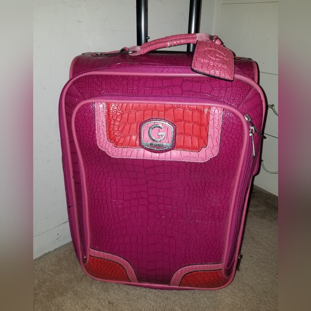 Vintage  G by Guess  faux croc travel luggage color block carry on